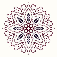 Detailed floral mandala design with intricate patterns and symmetrical arrangement, creating a harmonious and decorative element