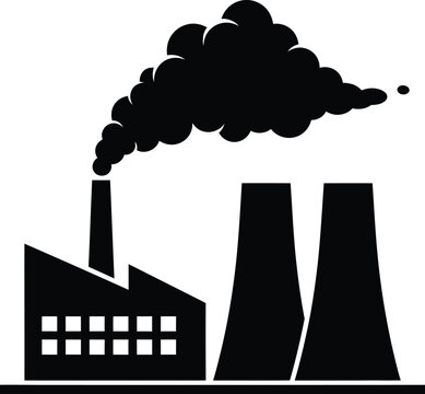 Factory pollution smoke stack icon vector illustration environment eps silhouette