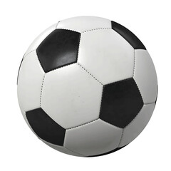 Classic black and white soccer ball with pentagon and hexagon panels isolated on transparent background