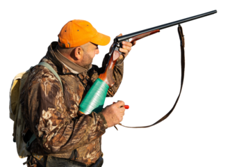 Midsection of man unloading shotgun while standing on field
