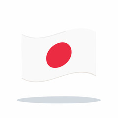 Japanese flag with a red circle on a white background with a shadow national symbol patriotism