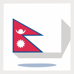Obraz premium Flat design illustration of the national flag of Nepal with a shadow effect national symbol country