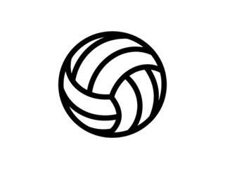 Stylized outline of a volleyball with a modern graphic design isolated on transparent background