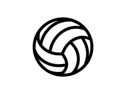 Stylized outline of a volleyball with a modern graphic design isolated on transparent background