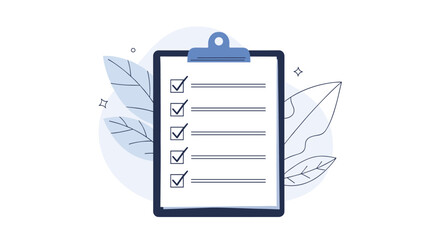 A checklist on a clipboard with several items marked as complete.