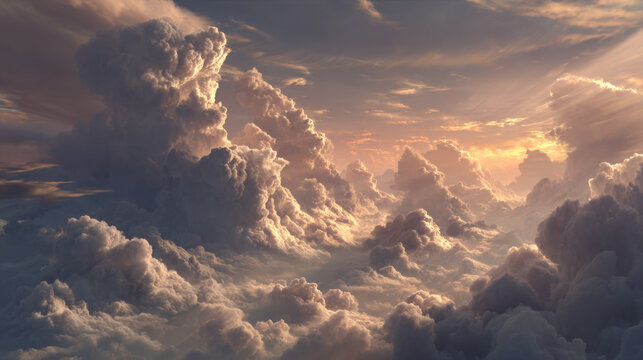 Towering cumulus cloud cumulus cloud cumulonimbus dramatic sky sunset light golden hour atmospheric billowy cloud towering cloud - Powered by Adobe