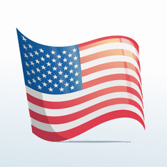 Stylized Waving American Flag with Stars and Stripes and Subtle Shadow USA flag United States flag