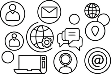 Set of communication and technology icons for digital interface design