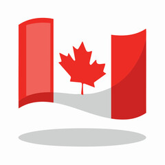 Waving Canadian flag with a red maple leaf on a white and red background on a white background Canada flag