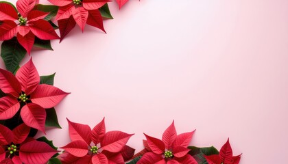 Festive floral arrangement studio image of poinsettias bright pink background close-up holiday decoration concept