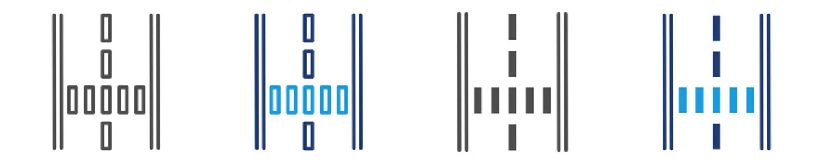 asphalt road icon set multiple style