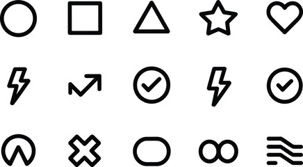 Collection of common vector shapes and outline symbols for design projects