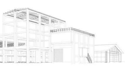 3D illustration of industrial project