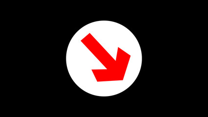 Red color right side arrow in white round. Direction concept arrow icon concept on white background.