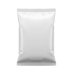 White blank snack bag mockup for chips, crisps or food packaging isolated on white