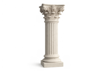Corinthian column showing classical elegance, architecture, and stability, with a white, fluted shaft and ornate capital