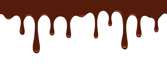 Delicious melted dark chocolate dripping, perfect for dessert or confectionery designs, vector illustration