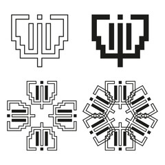Geometric abstract symbols. Simple line elements. Tech pixelated shapes. Vector modern icons.