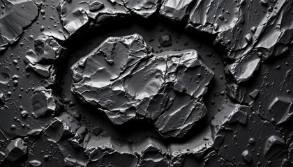 An artistic representation of a cracked surface with a central circular shape, possibly symbolizing an impact or explosion.