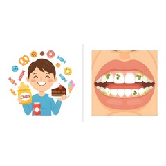 Fototapeta premium A split-screen dental health illustration