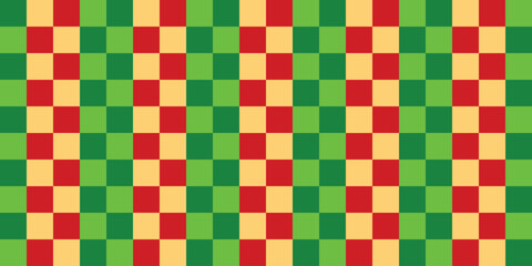 Fototapeta premium Seamless Three-Color Checkered Pattern Background in Christmas Red, Dark Green, and Beige for Festive Holiday Design