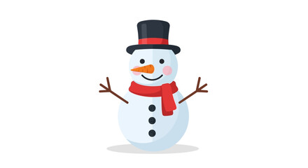 Flat Design Smiling Snowman With Hat And Scarf For Winter Season Illustration