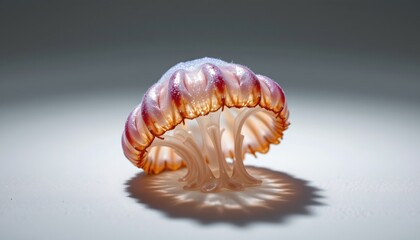 Naklejka premium A delicate jellyfish sculpture with intricate details, resting on a surface.