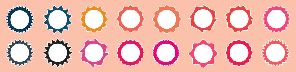 Colorful starburst Price sticker, sale sticker, price tag, starburst, quality mark, retro stars, sale or discount sticker, sunburst badges, sun ray frames, promotional badge