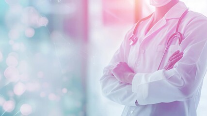 Doctor with crossed arms and stethoscope background - Powered by Adobe