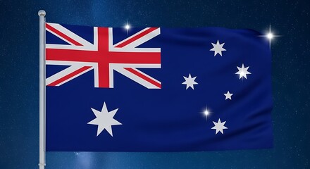 Australian flag waving against a starry night sky, symbolizing national pride, identity, and the spirit of australia