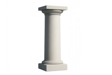 White classical pillar, an architectural element, conveying support, history, and reliability, transparent background
