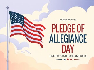 Celebrate pledge of allegiance day with the american flag waving proudly against a cloudy sky