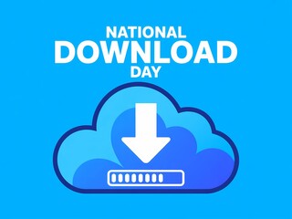 Celebrate national download day with a cloud icon featuring a download arrow and progress bar