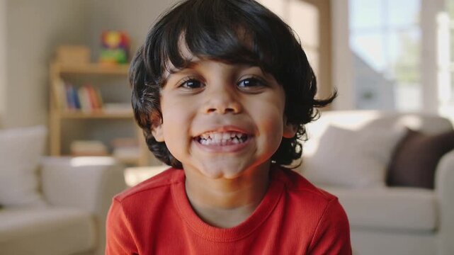 Cute Child Showing Mouth With Missing Tooth And Excited Expression