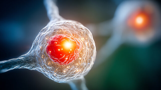 A close-up view of neurons displaying vibrant colors and intricate structures, showcasing the beauty of cellular biology.