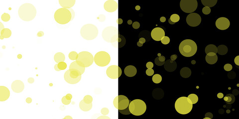 Soft yellow bokeh light glow on black and transparent dark background.