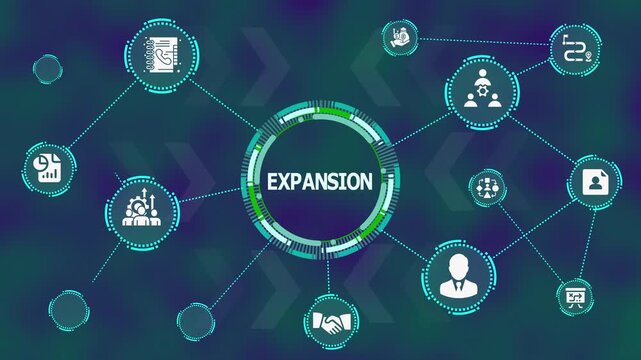 Business Expansion Strategy Visualization. Global Market Network, Growth Opportunities, Revenue Scaling, and Future Development Structure for Corporate Planning.