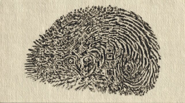 A single fingerprint that morphs seamlessly into a QR code, representing identity, security, and personalized access