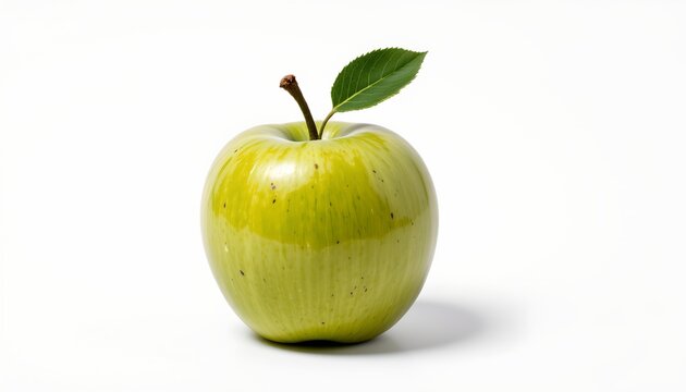An apple with some bruises is prominently featured against a plain background, appearing freshly picked.