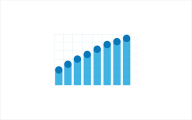 Blue bar chart showing a steady upward trend, representing growth, analytics, financial progress, and business performance. 2d animation video 4k size with alpha channel