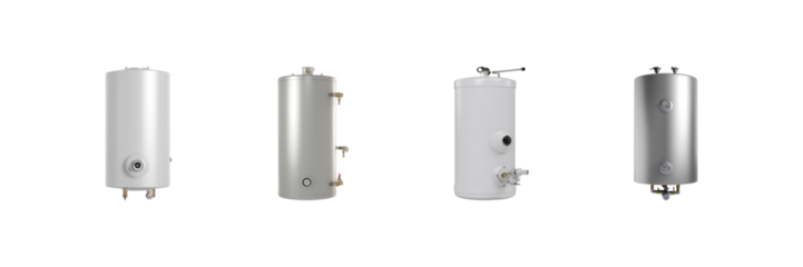 Water Heater Tank Models Set. Efficient Home Heating Solutions Collection Isolated On Transparent Background