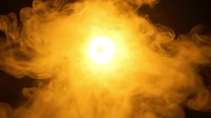 Bright, glowing orb surrounded by swirling golden smoke, evoking energy and mystery. - Powered by Adobe