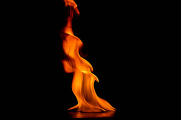Beautiful fire flames on a black background.