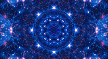 intricate abstract kaleidoscopic space patterns in deep blues and purples 