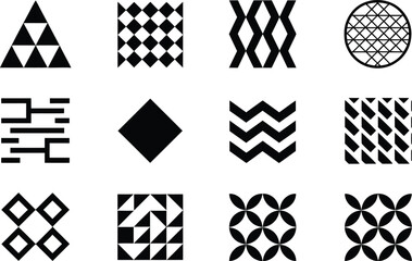 Geometric black and white patterns collection abstract backgrounds design elements