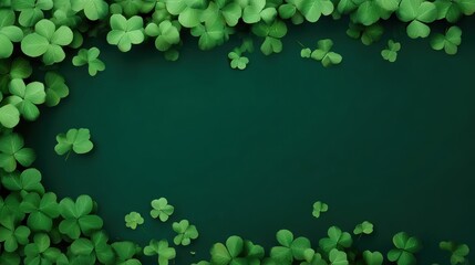 Festive green background with shamrocks, ideal for St. Patrick's Day events, text additions, and digital graphics.
