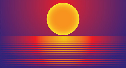 Retro style illustration background design Sunset