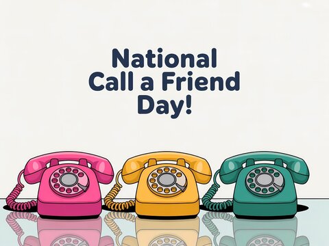 Celebrate national call a friend day with vintage rotary telephones in vibrant colors