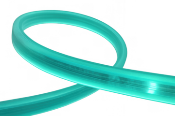 Abstract turquoise fluid flow creating a dynamic swirl on transparent background, symbolizing smooth motion and technology