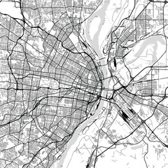 Naklejka premium St. Louis City Map the urban grid reveals itself in this minimalist and structured plan emphasizing the core connections of the cityscape begin of sentence, emphasizing refined linework.